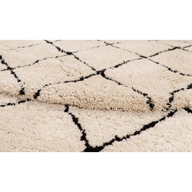Velaar Vloerkleed berlin hoogpolig geruit fluffy berber zwart wit- 160x230 cm 3172145 large