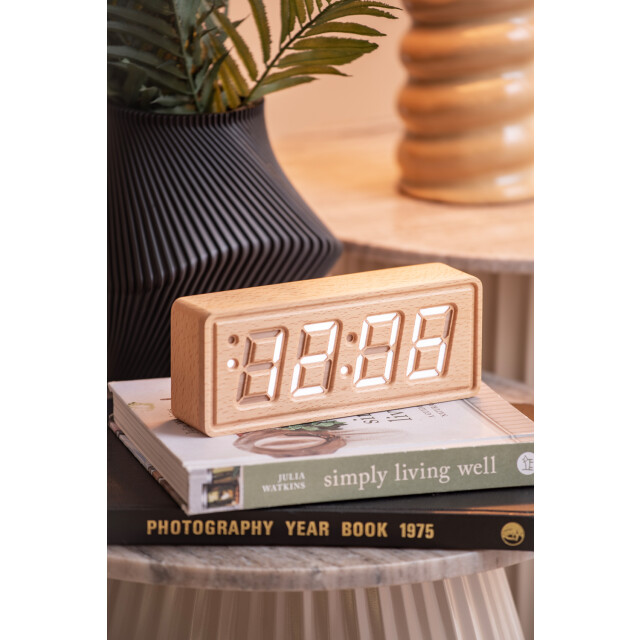 Karlsson wekker solid engraved licht hout 3064803 large