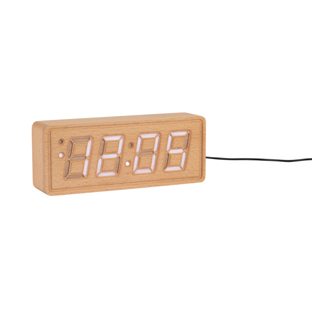 Karlsson wekker solid engraved licht hout 3064803 large