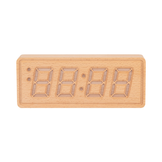 Karlsson wekker solid engraved licht hout 3064803 large