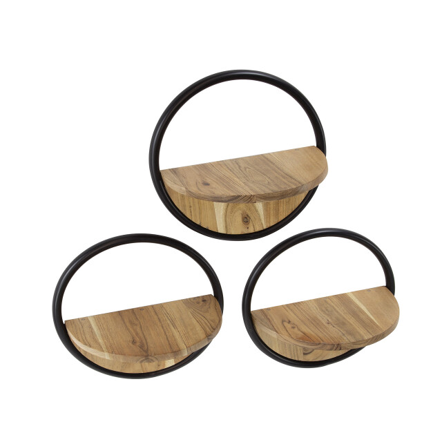 Hoyz wandschap rond set-3 massief acacia naturel 3171139 large