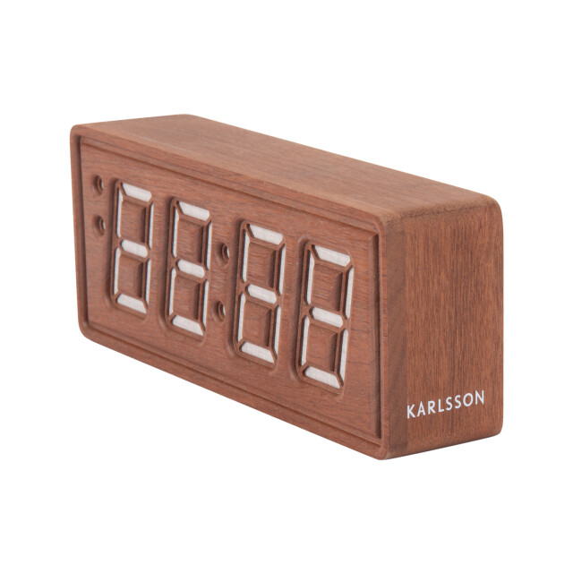 Karlsson wekker solid engraved donker hout 3064802 large