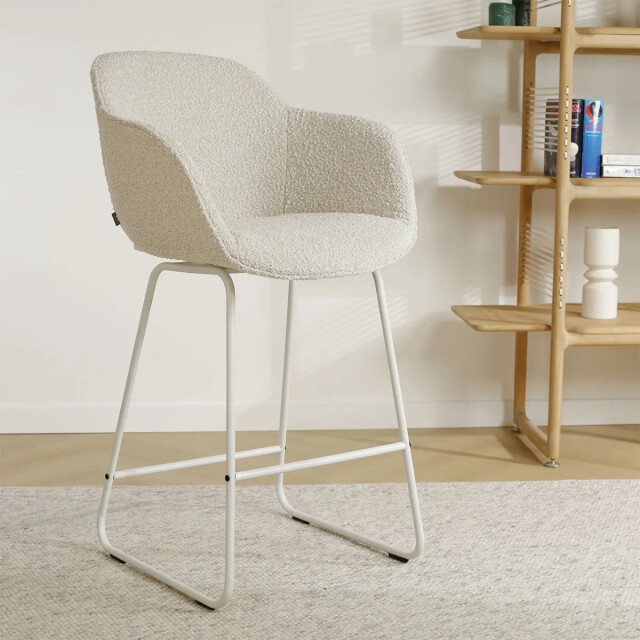 Nolon Nino-mare barkruk bouclé wit onderstel 65 cm 2833440 large