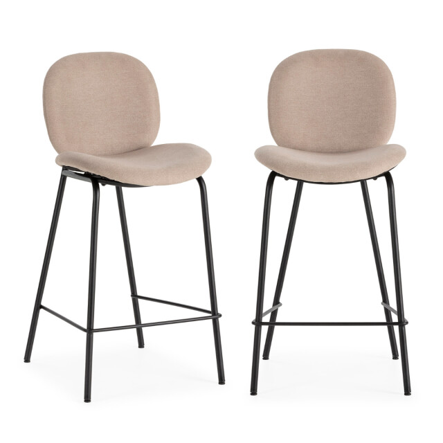 CaliCosy Set van 2 krukken in stof met zwarte metalen poten l43 cm cori 3079167 large