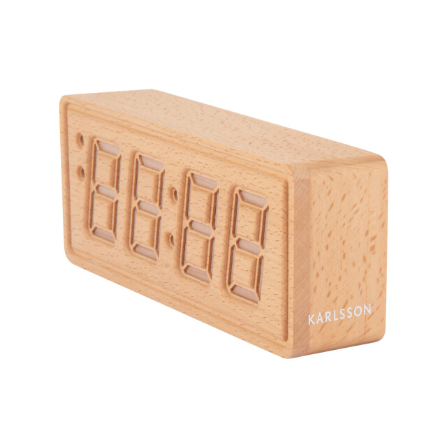 Karlsson wekker solid engraved licht hout 3064803 large