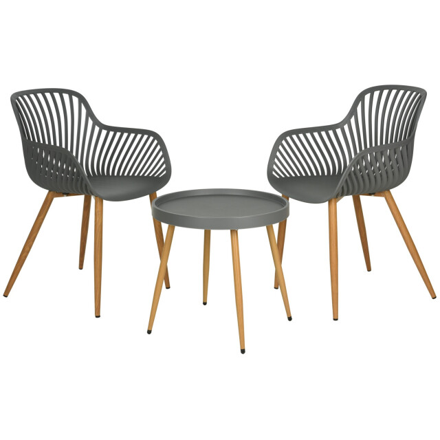 4goodz Comfortabele tuinset 3-delig 2 kuipstoelen+tafel grijs 3172239 large