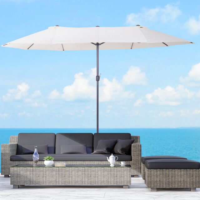 4goodz Outsunny duo-parasol 460x270 cm brede xl parasol creme 3172240 large