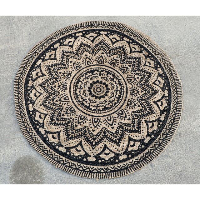 Velaar Vloerkleed jaipur jute klasik rond tapijt 100% jute zwart- 200 cm 3172159 large