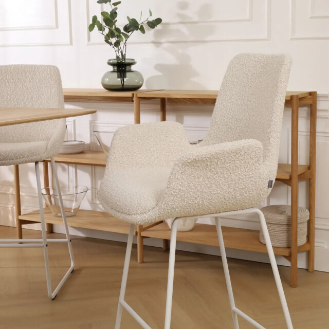 Nolon Nino-eef barkruk bouclé wit onderstel 65 cm 2794721 large