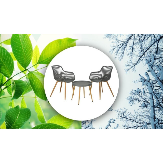4goodz Comfortabele tuinset 3-delig 2 kuipstoelen+tafel grijs 3172239 large