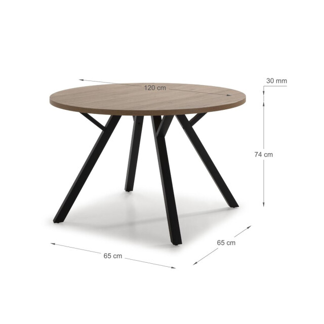 CaliCosy Ronde tafel met zwarte metalen poten l120 cm beni 3078861 large