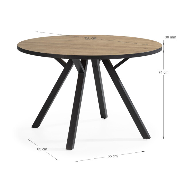 CaliCosy Ronde tafel met zwarte metalen poten l120 cm beni 3078860 large