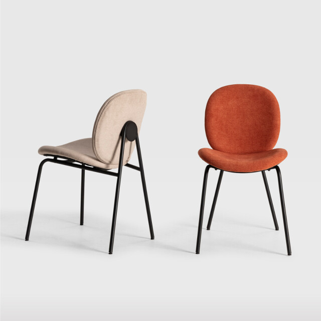 CaliCosy Set van 2 stoelen in stof met zwarte metalen poten l45 cm cori 3078569 large