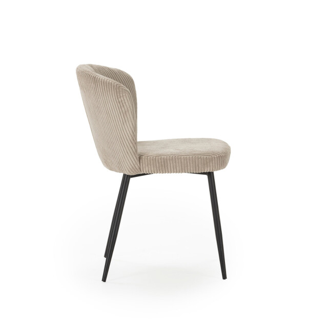 CaliCosy Set van 4 stoelen in geribbelde fluwelen stof met zwarte metalen poten l47 cm - 3078750 large