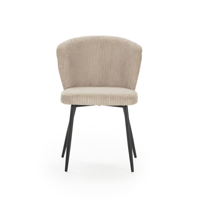 CaliCosy Set van 4 stoelen in geribbelde fluwelen stof met zwarte metalen poten l47 cm - 3078750 large