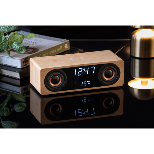 Karlsson wekker classic bt speaker radio w. phone charger bamboe 3064850 large