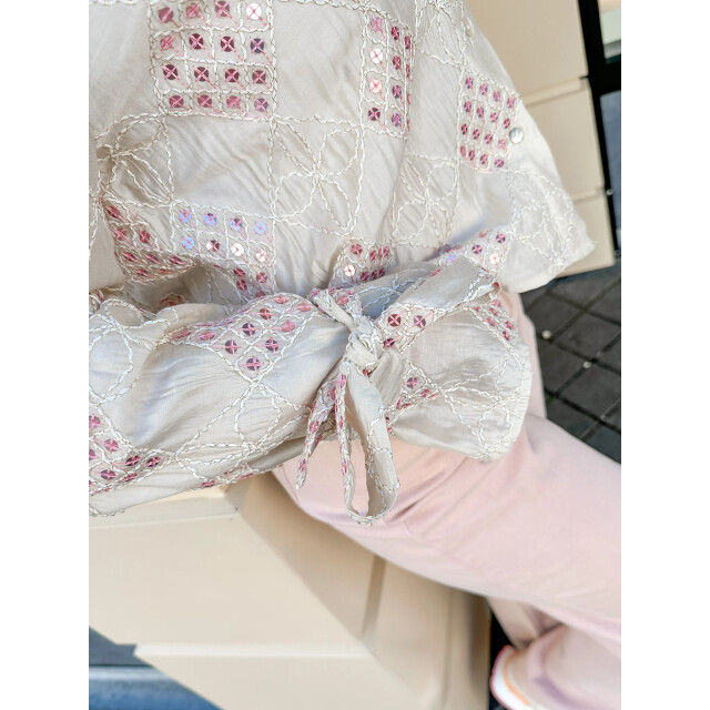 Nukus Nks02040 79 loes blouse paillet offwhite/blush NKS02040 79 large