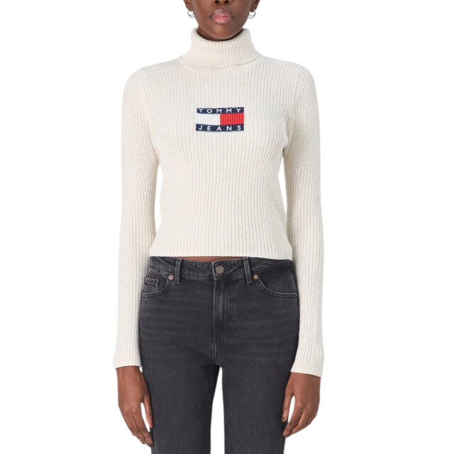Tommy Hilfiger Breimode dames hoog hals trui Tommy Hilfiger Beige Coltrui Met Logo large