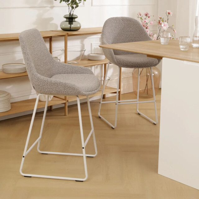 Nolon Nino-isa barkruk bouclé wit onderstel 75 cm 2800400 large