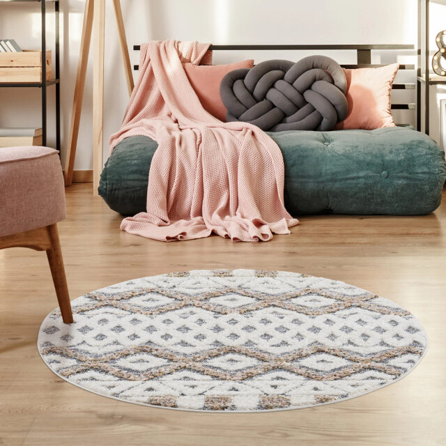 Muratap Vloerkleed focus basic rond hoogpolig fluffy scandinavisch grijs 3172444 large