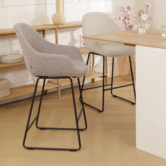 Nolon Nino-mae barkruk bouclé zwart onderstel 65 cm 2800397 large