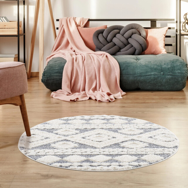Muratap Vloerkleed focus style rond hoogpolig fluffy scandinavisch grijs 3172501 large
