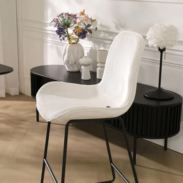 Nolon Nino-fé barkruk rib creme zwart onderstel 65 cm 2392628 large
