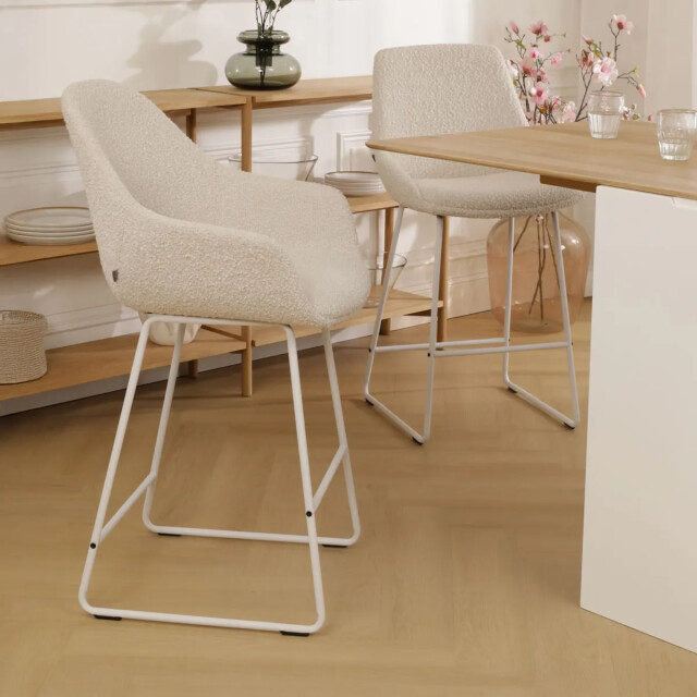 Nolon Nino-mae barkruk bouclé wit onderstel 75 cm 2794729 large