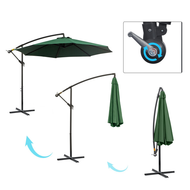 4goodz Outsunny zweefparasol Ø3 mtr met draaimechanisme - 3172741 large