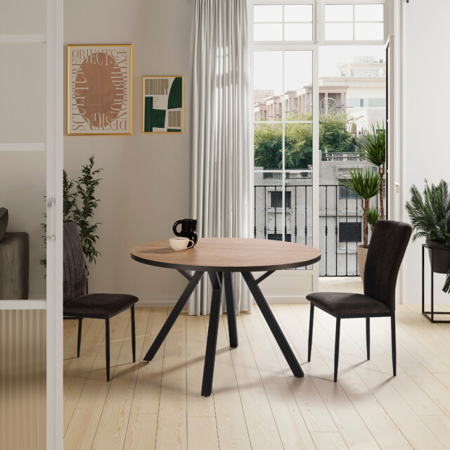 CaliCosy Ronde tafel met zwarte metalen poten l120 cm beni 3078860 large