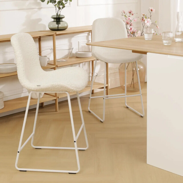 Nolon Nino-fé barkruk rib creme wit onderstel 65 cm 2392627 large
