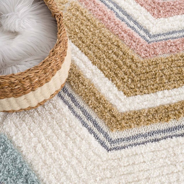Muratap Vloerkleed focus molly rond hoogpolig fluffy scandinavisch multi- 200 3172492 large