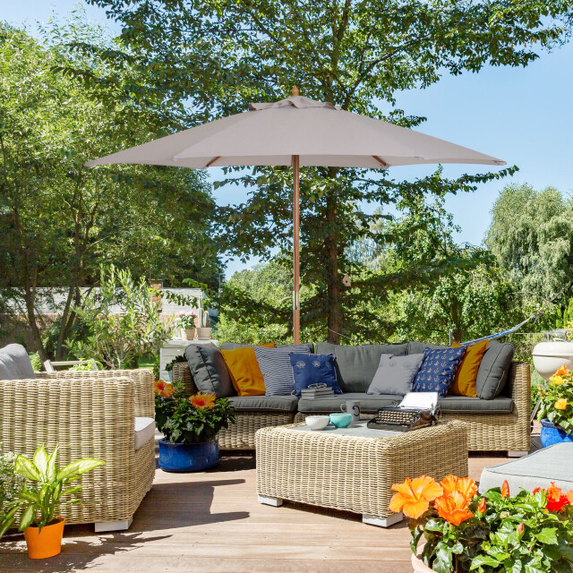 4goodz Outsunny parasol 250cm bamboe 180/㎡ polyester - 3172740 large