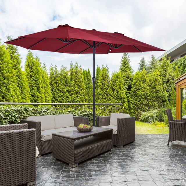 4goodz Outsunny duo-parasol 460x270 cm brede parasol wijnrood 3172739 large