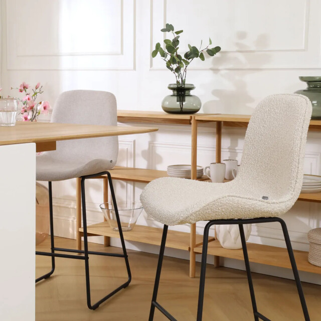 Nolon Nino-fé barkruk bouclé zwart onderstel 75 cm 2833439 large