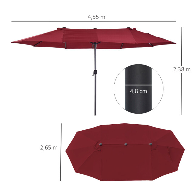 4goodz Outsunny duo-parasol 460x270 cm brede parasol wijnrood 3172739 large