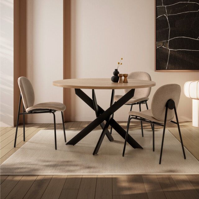 CaliCosy Set van 2 stoelen in stof met zwarte metalen poten l45 cm cori 3078569 large