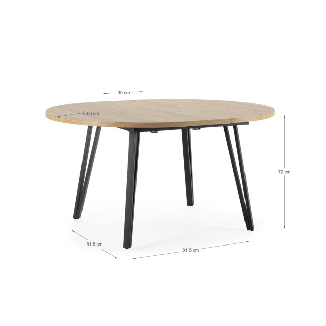 CaliCosy Uitschuifbare ronde tafel van 120 tot 150 cm met zwarte metalen poten cleo 3078858 large