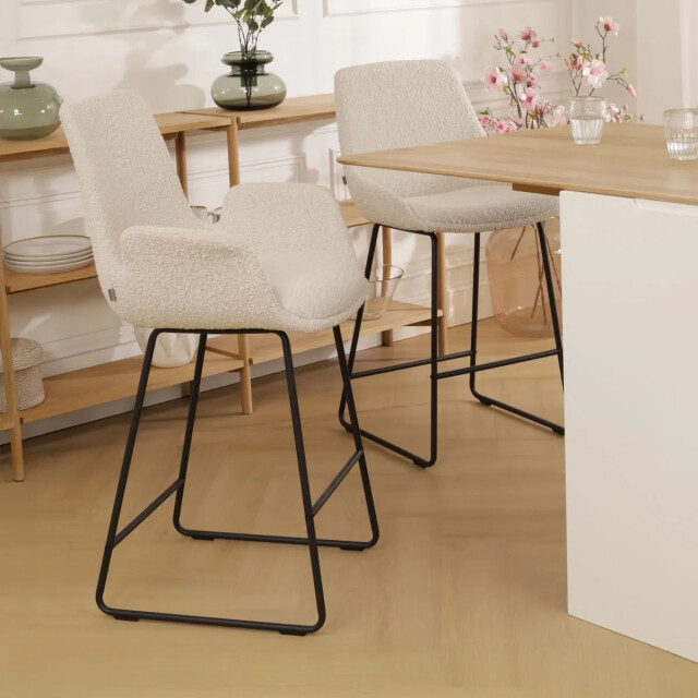 Nolon Nino-eef barkruk bouclé zwart onderstel 65 cm 2794726 large