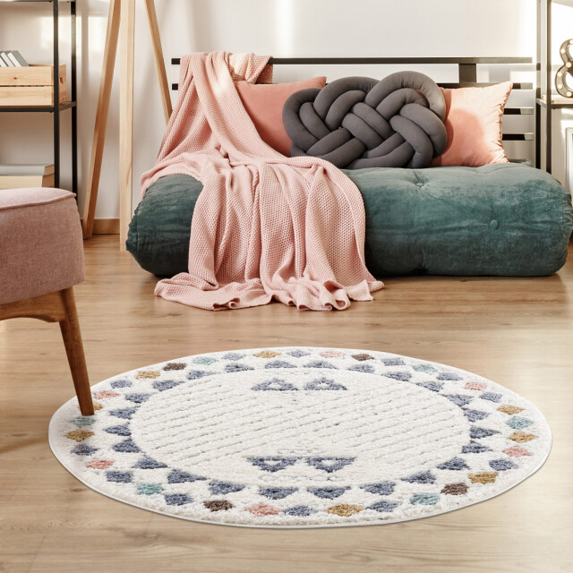 Muratap Vloerkleed focus anime rond hoogpolig fluffy scandinavisch multikleur 3172454 large