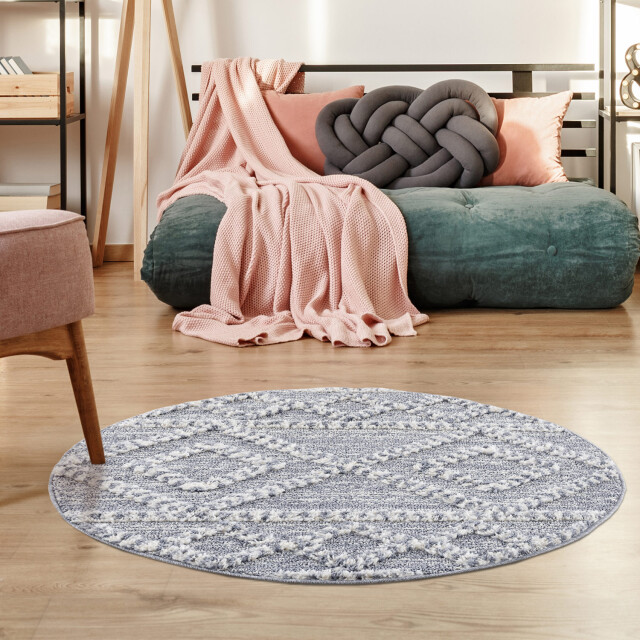 Muratap Vloerkleed focus rond hoogpolig fluffy scandinavisch - 200 cm 3172474 large