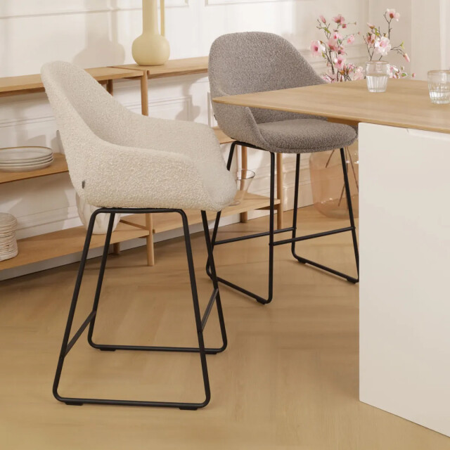 Nolon Nino-mae barkruk bouclé zwart onderstel 65 cm 2794724 large