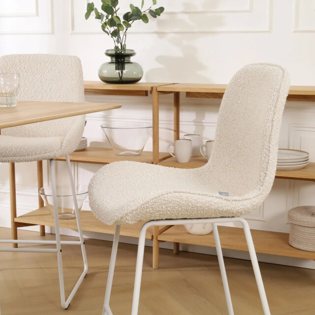 Nolon Nino-fé barkruk bouclé wit onderstel 75 cm 2833288 large