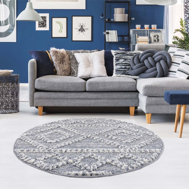 Muratap Vloerkleed focus rond hoogpolig fluffy scandinavisch - 200 cm 3172474 large
