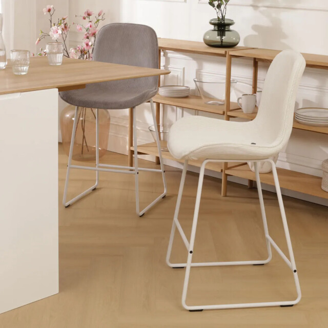 Nolon Nino-fé barkruk rib creme wit onderstel 75 cm 2393222 large