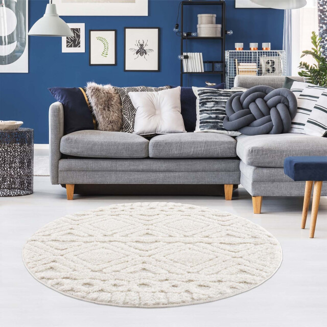 Muratap Vloerkleed focus basic rond hoogpolig fluffy scandinavisch - 3172434 large