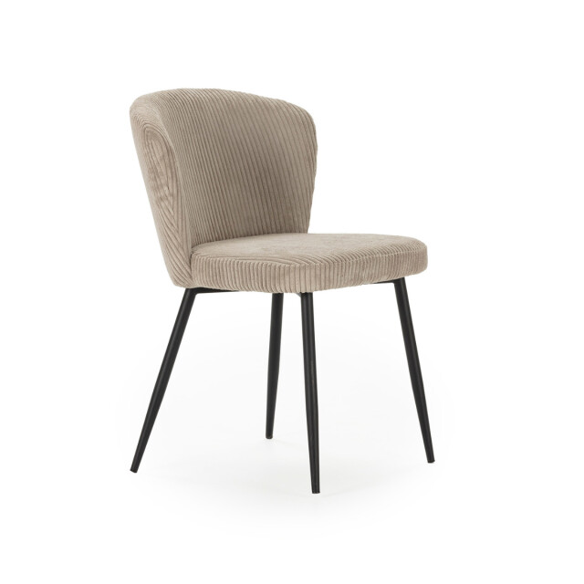 CaliCosy Set van 4 stoelen in geribbelde fluwelen stof met zwarte metalen poten l47 cm - 3078750 large