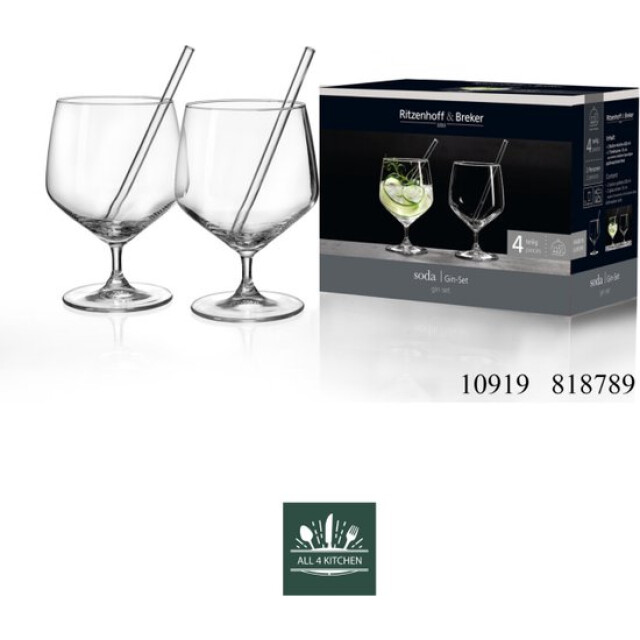Ritzenhoff & Breker Set/2 ginglas 65 cl m/rietjes in gb soda 3083980 large