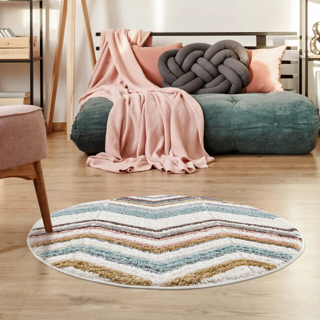 Muratap Vloerkleed focus molly rond hoogpolig fluffy scandinavisch multi- 200 3172492 large