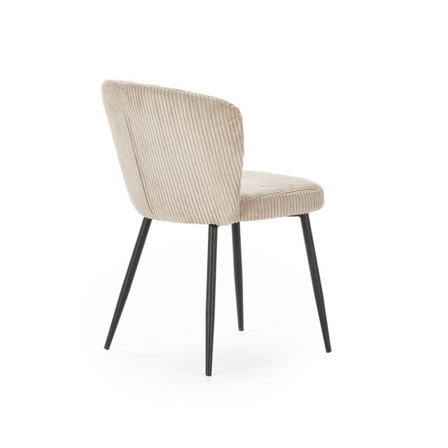CaliCosy Set van 4 stoelen in geribbelde fluwelen stof met zwarte metalen poten l47 cm - 3078750 large